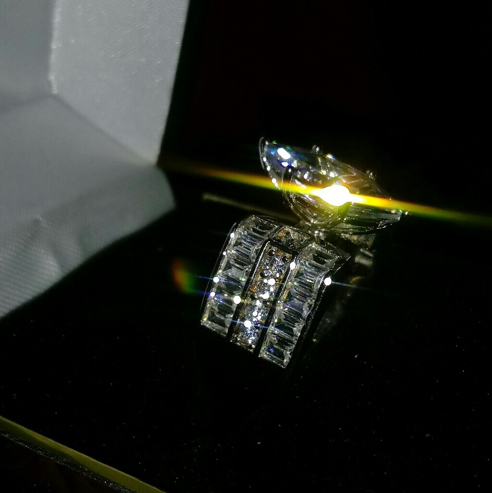Massive Marquise 3.12ct Sterling Silver wedding/e